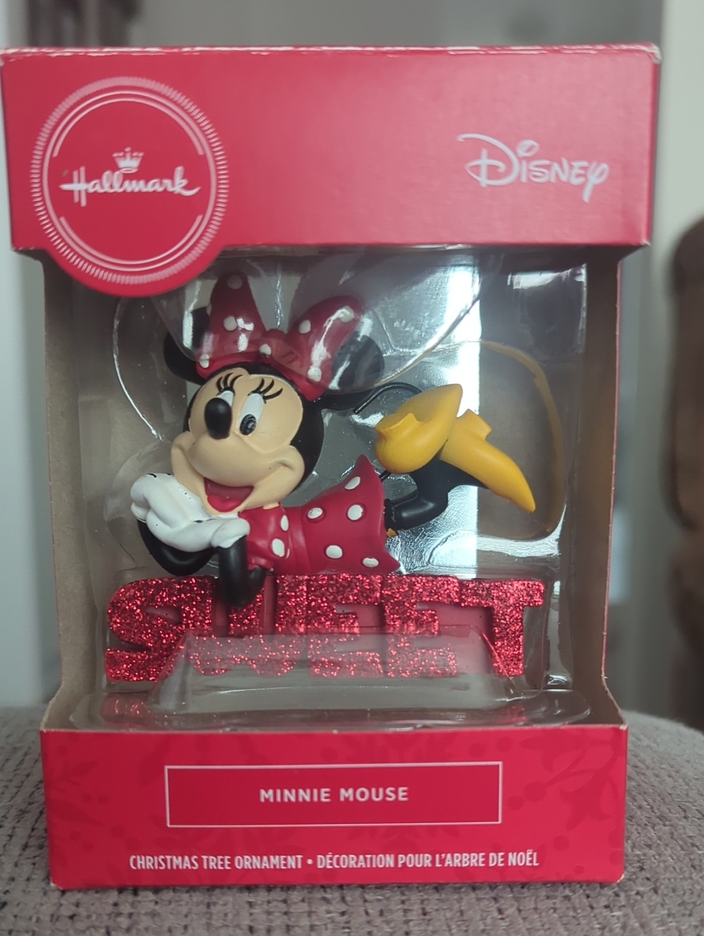 Hallmark Minnie Mouse Sparkly Sweet Letters Christmas Tree Ornament